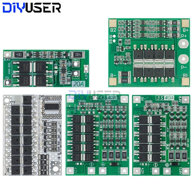 2S 3S 4S 5S Li-ion Lithium Battery 18650 Charger BMS 20A 25A 30A 40A 60A 100A Protection Board with Balance For Drill Motor