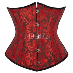 Sapubonva Black Corset Underbust Top Plus Size Satin Waist Cincher Sexy Gothic Workout Corsets Lingerie Korsett Women White Red