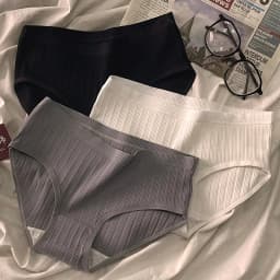 3PCS/Set Sports Style Cotton Women's Panties Girls' Underwear Breathable Mid Waist Shorts Sexy Lingerie Plus Size Solid Briefs