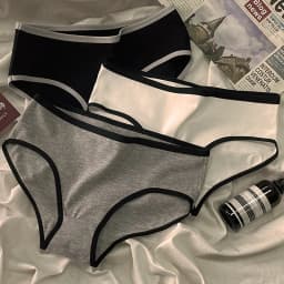 3PCS/Set Sports Style Cotton Women's Panties Girls' Underwear Breathable Mid Waist Shorts Sexy Lingerie Plus Size Solid Briefs