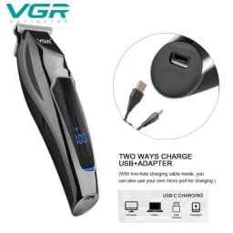 VGR Hair Trimmer Professional Hair Clipper LED Display Hair Cutting Machine for Men Rechargeable Mini Men's Hair Trimmer V-070