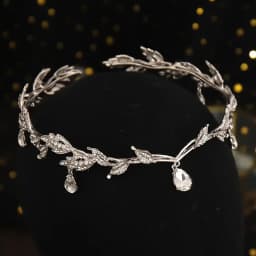 Vintage Bronze Emerald Green Fairy Crown Tiaras Crystal Leaves Elf Tiara Bandana Hair Accessories for Women Costume Hair Jewelry