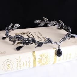 Vintage Bronze Emerald Green Fairy Crown Tiaras Crystal Leaves Elf Tiara Bandana Hair Accessories for Women Costume Hair Jewelry