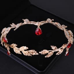 Vintage Bronze Emerald Green Fairy Crown Tiaras Crystal Leaves Elf Tiara Bandana Hair Accessories for Women Costume Hair Jewelry