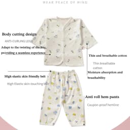 0-3 Month Baby Clothes Newborn Cartoon Home Underwear Cotton Button Baby Clothes Girls Boys Long Sleeve Top + Long Pants