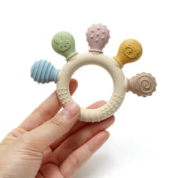 New Hand Multicolor Silicone Baby Ring Teether Anxiety Teething Toys 0-12 Months Chew Beads Sensory Gum Relief Soother Baby