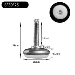 Leveling Foot Base, M6, M8, M10, Screw Height Adjustable, Dia 30mm, 35mm, 43mm, 50mm, 2 Pcs, 4 Pcs, 8 Pcs