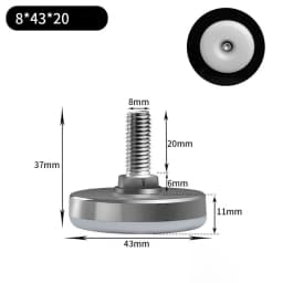 Leveling Foot Base, M6, M8, M10, Screw Height Adjustable, Dia 30mm, 35mm, 43mm, 50mm, 2 Pcs, 4 Pcs, 8 Pcs