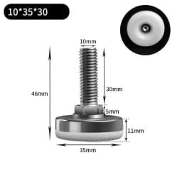 Leveling Foot Base, M6, M8, M10, Screw Height Adjustable, Dia 30mm, 35mm, 43mm, 50mm, 2 Pcs, 4 Pcs, 8 Pcs