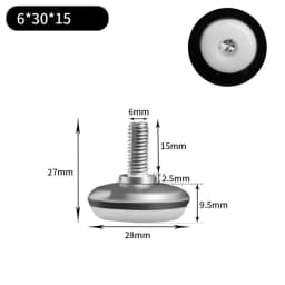 Leveling Foot Base, M6, M8, M10, Screw Height Adjustable, Dia 30mm, 35mm, 43mm, 50mm, 2 Pcs, 4 Pcs, 8 Pcs