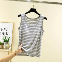 Women's Summer Thin Modal Striped Vest Shorts Set Chest Pad Loose Fit Home Sleepwear Sleeveless Versatile Style Outerwear