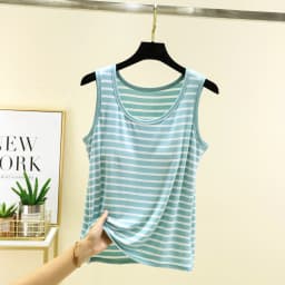 Women's Summer Thin Modal Striped Vest Shorts Set Chest Pad Loose Fit Home Sleepwear Sleeveless Versatile Style Outerwear