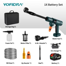 YOFIDRA 3500W 200Bar Brushless High Pressure Car Wash Washer Gun Cordless Generator Cleaning Machine For Makita 21V Battery Pin