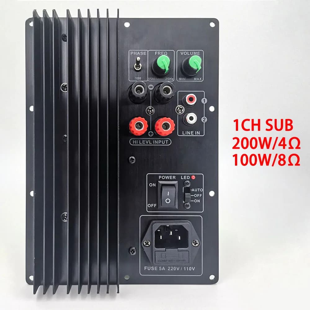 110-220V 200W 100W Heavy Subwoofer Digital Power Amplifier Board 5.1 And 7.1 Active Power Amplifier Board Pure Bass1CH 4ohm 8ohm