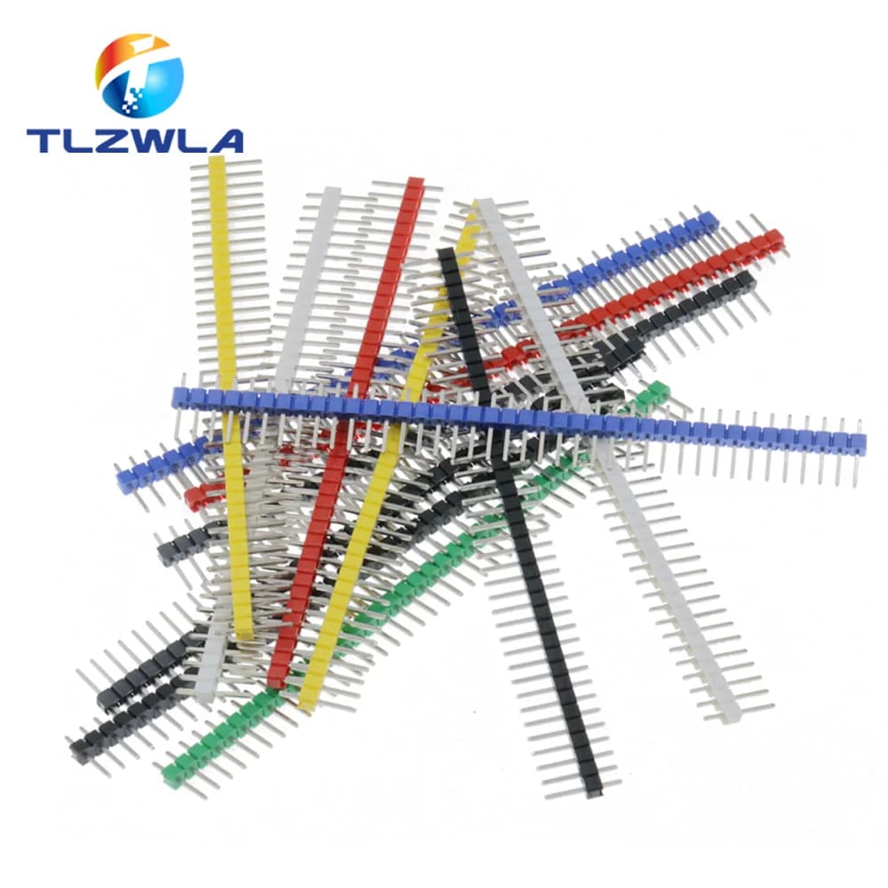 10PCS 1X40Pin Breakable Pin Header 2.54mm Single Row Male Header Connector PCB Pin Strip for Arduino Yellow/Green/White/Black