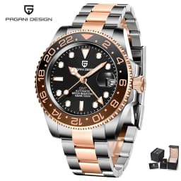 PAGANI DESIGN PD-1662 Luxury GMT Men Mechanical Wristwatch Sapphire Glass Stainless Steel 100M Waterproof Automatic Watches