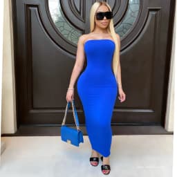 Summer Women's Sexy Sleeveless Chest Wrapped Long Beach Dress