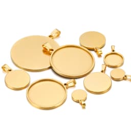 5pc Stainless Steel Bases 10/15/16/18/20/30/35/40mm Cabochon Cameo Base Tray Bezel Blank Necklace Pendant For DIY Jewelry Making