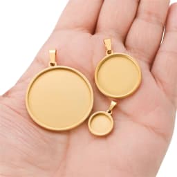 5pc Stainless Steel Bases 10/15/16/18/20/30/35/40mm Cabochon Cameo Base Tray Bezel Blank Necklace Pendant For DIY Jewelry Making