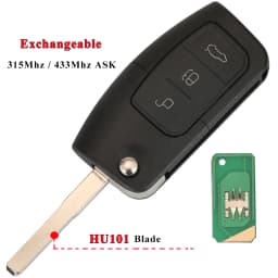 Jingyuqin 315/433MHz 4D63 4D60 Car Remote Key for Ford Fusion Focus Mondeo Fiesta Galaxy HU101 FO21 Blade Vehicle Flip Keys