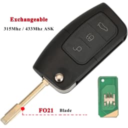 Jingyuqin 315/433MHz 4D63 4D60 Car Remote Key for Ford Fusion Focus Mondeo Fiesta Galaxy HU101 FO21 Blade Vehicle Flip Keys