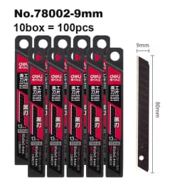 Deli 30/50/100pcs Knife Blade 9mm 18mm SK5 Metal Blades for Home School Supplies Art Craft Paper Box Cutting Utility Knife Tool