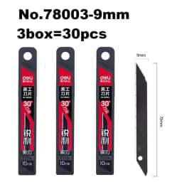Deli 30/50/100pcs Knife Blade 9mm 18mm SK5 Metal Blades for Home School Supplies Art Craft Paper Box Cutting Utility Knife Tool