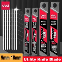 Deli 30/50/100pcs Knife Blade 9mm 18mm SK5 Metal Blades for Home School Supplies Art Craft Paper Box Cutting Utility Knife Tool