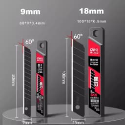 Deli 30/50/100pcs Knife Blade 9mm 18mm SK5 Metal Blades for Home School Supplies Art Craft Paper Box Cutting Utility Knife Tool