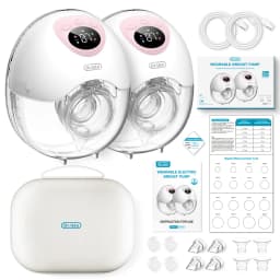 MAMIJOY 2PCS Wearable Electric Breast Pump 4 Modes 36Suction Levels Silent Leak-Proof Hands Free Breast Pumps Breastfeeding EB50