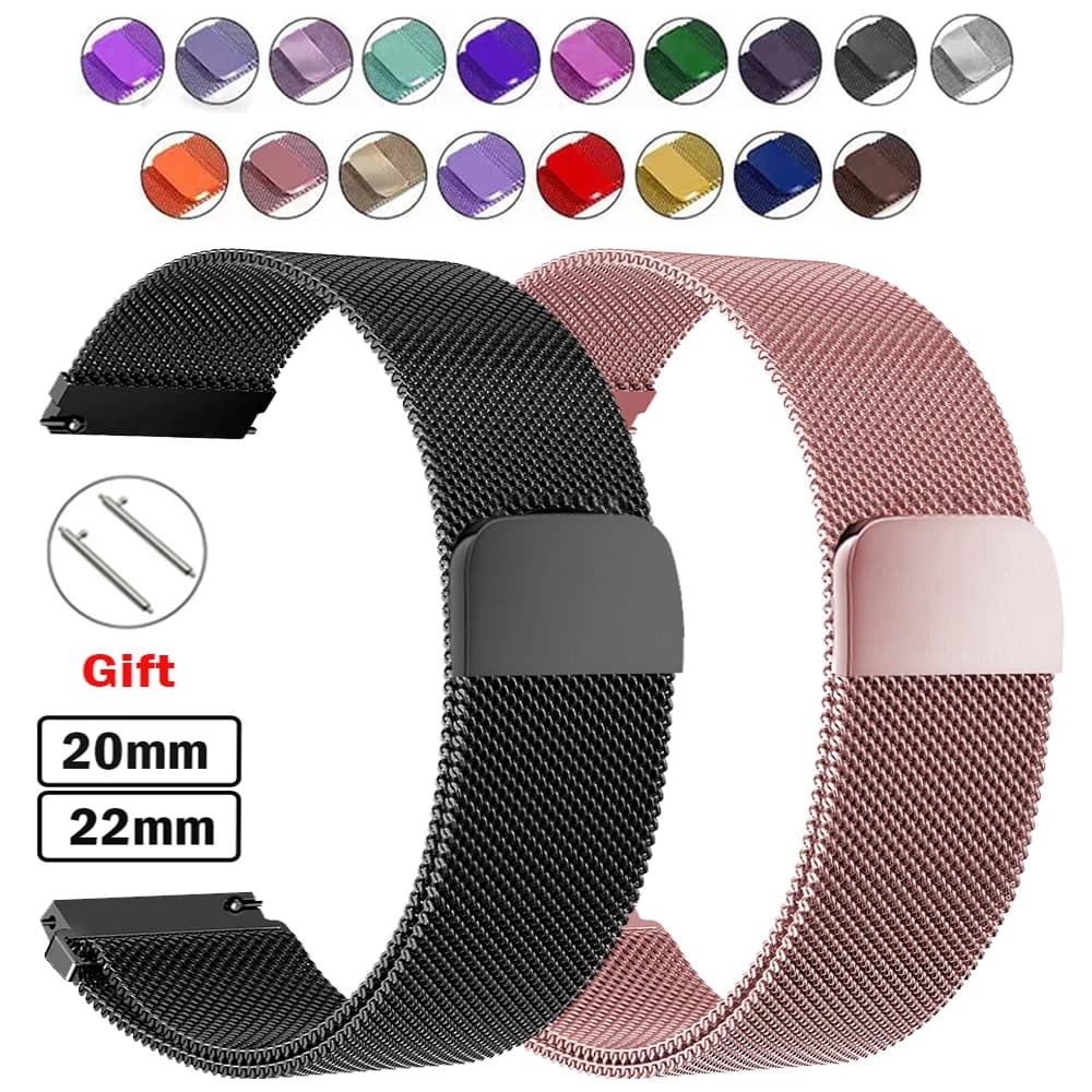 22mm 20mm Milanese loop band for Samsung Galaxy Watch 7-FE-5-pro-6-4-Classic Metal magnetic bracelet Huawei GT 5-4-3-2-2e strap