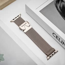 Titanium Band for Apple Watch Ultra 3 4 49mm 44 45 46mm 40 41 Series 12 10 Natural Milanese Loop IWatch Secure Parachute Buckle