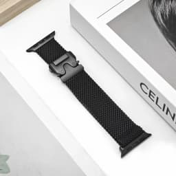 Titanium Band for Apple Watch Ultra 3 4 49mm 44 45 46mm 40 41 Series 12 10 Natural Milanese Loop IWatch Secure Parachute Buckle