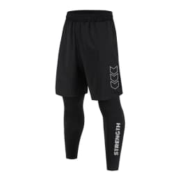Men's 2 In1 Compression Sport Pants Quick Dry Training Athletic Pants Male Gym Fitness Jogging Running Workout Trousers