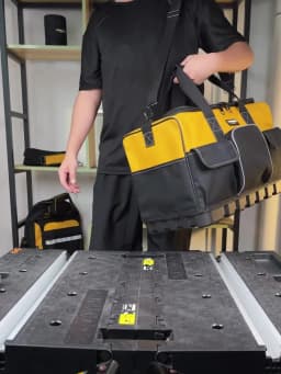 WINHUNT Heavy-Duty Tool Bag with Wide Mouth & Molded Bottom - Adjustable Shoulder Strap, Durable Polyester, Yellow/Black