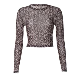 Sexy Long Sleeves Tops Mesh T Shirt Leopard Printed Bodycon Women Clothes Lady Party Club Streetwear Casual Nightout Y2K