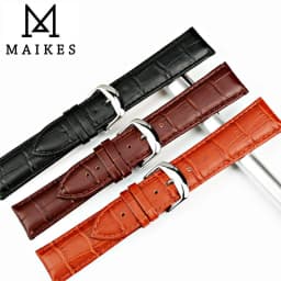 MAIKES New Watch Bracelet Belt Black Watchbands Genuine Leather Strap Watch Band 18mm 20mm 22mm Watch Accessories Wristband