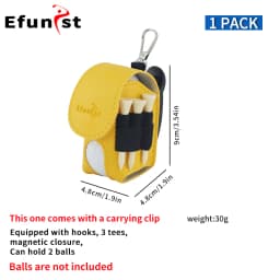 Golf Small Waist Bag Efunist Magnetic Closing Pu Golf Ball Storage Bag With 3 Pcs 54 MmTees And Portable Clip Hold Double Balls