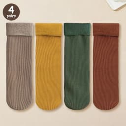 4 Pairs Winter Warm Solid Women Socks Thicken Thermal Socks Black Skin Seamless Snow Sock Unisex Socks