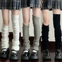 42/52/72cm Leg Warmers Lolita Socks Y2K Knitted Warm Foot Cover White Black Warmer Lady Autumn Winter Crochet Sock Boot Cuffs