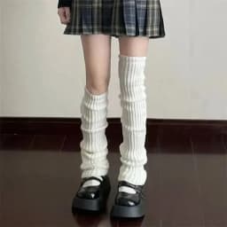 42/52/72cm Leg Warmers Lolita Socks Y2K Knitted Warm Foot Cover White Black Warmer Lady Autumn Winter Crochet Sock Boot Cuffs