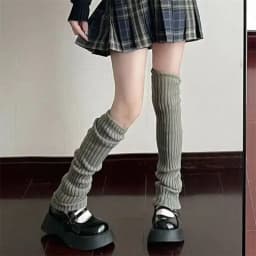 42/52/72cm Leg Warmers Lolita Socks Y2K Knitted Warm Foot Cover White Black Warmer Lady Autumn Winter Crochet Sock Boot Cuffs