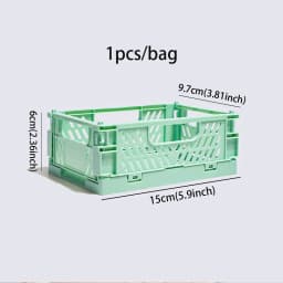 Mr. Paper, Mini Folding Plastic Storage Box, Office Desktop Tape Stationery Cosmetics Storage and Organizing Frame