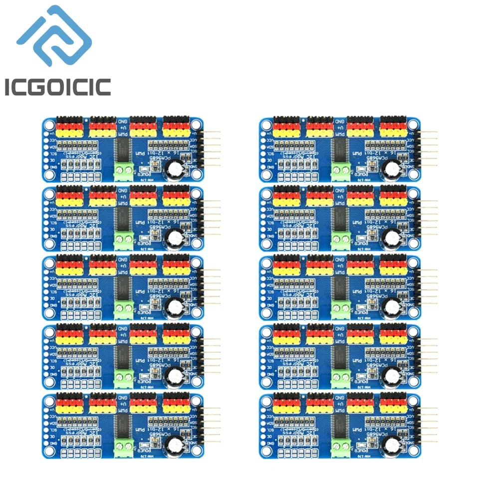 1-10PCS PCA9685 Robot Controller IIC Interface 16 Channel 12-Bit PWM Servo Motor Driver Board for Arduino Robot/ Raspberry Pi