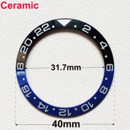 40mm * 31.7mm Ceramic Watch Tilt Bezel Insert Fit 42mm to 44mm Diving GMT Yacht Sea Dweller Watch Cases Watch Ring Accessories