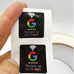NFC Google Review Stickers 504Bytes RFID NFC215 Chip 13.56MHz Programmable Review us on Google Sticker 30mm Waterproof NFC Tags