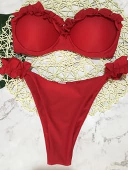 Sexy Ruffled Frilled Bra Cup Bikini 2026 Women Bandeau Swimsuit Female Swimwear Two Pieces Bikini Set Push Up Bathing Suit Swim