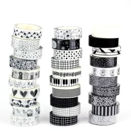NEW 1PC 10M Decorative Black and White Japanese Washi Tape Set DIY Journaling Adhesive Moon Masking Tape Cute Stationery