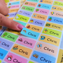 120pcs 30x13mm Hebrew Names Stickers Children Labels Water Proof Decals Multi Color Labels Tags Gold Laser Paper Any Language