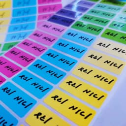 120pcs 30x13mm Hebrew Names Stickers Children Labels Water Proof Decals Multi Color Labels Tags Gold Laser Paper Any Language